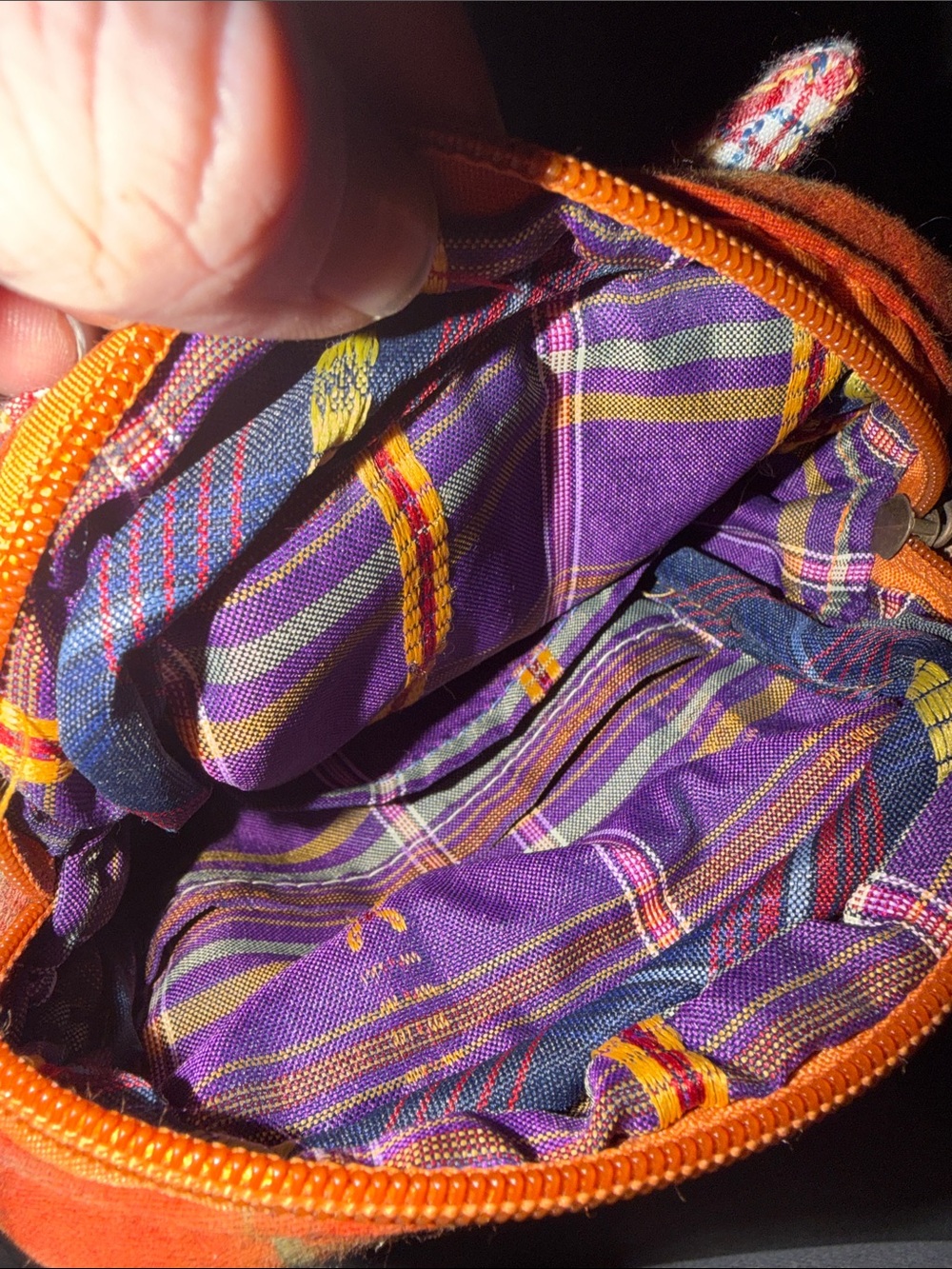 Handmade Cat Face Crossbody Bag - Orange Plaid - Picture 3 of 4